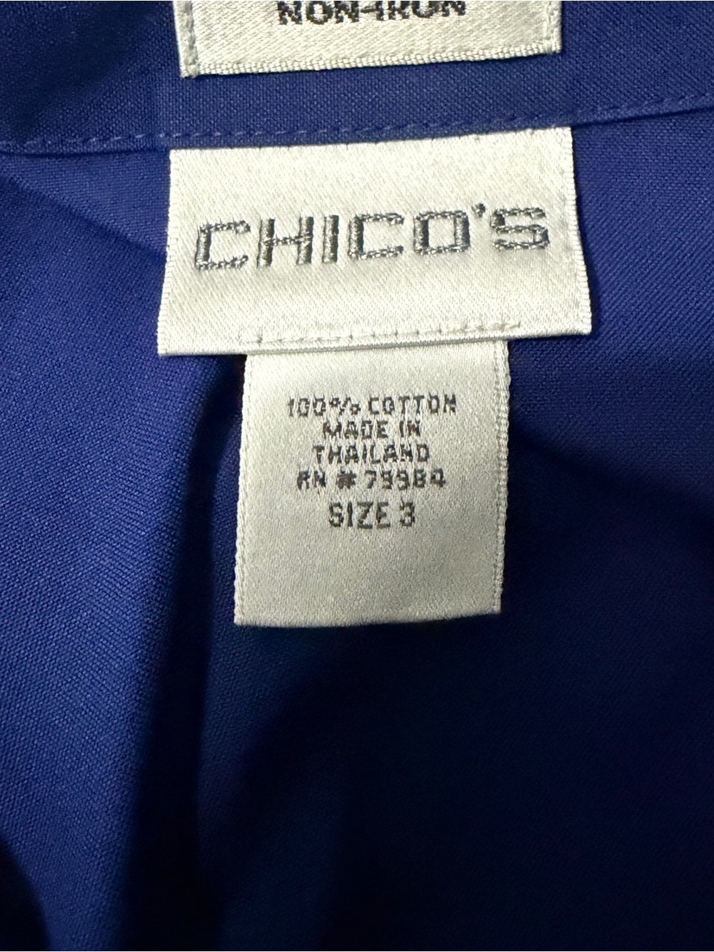 Chico's Royal Blue Cotton Top with Label - Picture 4 of 6